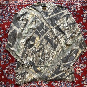 Vintage Mossy Oak Shadow Branch Camo Brown Long Sleeve T-Shirt Sz M Hunting Vtg